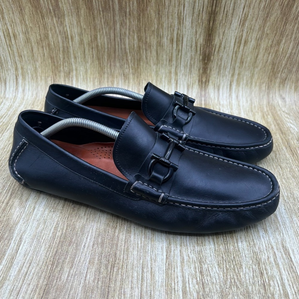 Salvatore Ferragamo Gancini Bit Loafers Men's Size 11.5 D Black Leather TN 10109